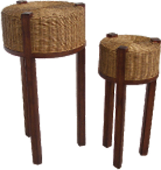 RATTAN ROUND PLANT STANDS