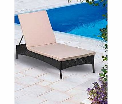 Unbranded Rattan Sun Lounger with Cushion - Black