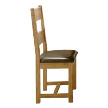 Unbranded Reclaimed Oak Dining Chairs (faux leather seat) x2