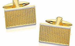 A classic pair of 2 x 1.2cm gold tone cufflinks - polished finish stainless steel edges frame the gold hatched centres. Very smart and very affordable.