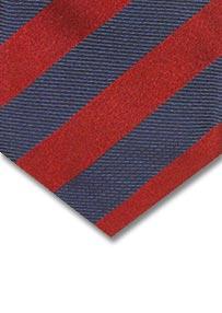Red & Navy Stripe Handmade Woven Silk Tie