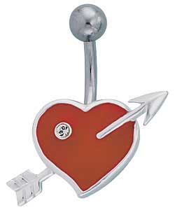 Red Heart and Arrow Surgical Steel Body Bar
