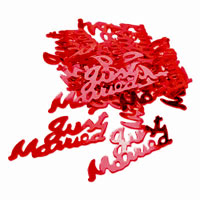 red just married metallic confetti