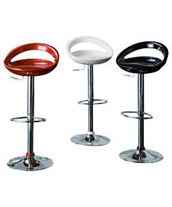 Size (H)78-98, (W)46.5, (D)41cm.Ottawa Gas Lift bar stool with a chrome metal pedestal base and stem
