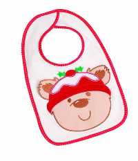 Red Santa Teddy Bib - one pack (Kids One Size)
