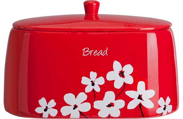 This Red Scatter Floral Bread Bin offers a generously sized bin to store away and keep fresh your bread. Its striking red design with floral print will make this quirky container stand out in your kitchen. Bread bin features: Stoneware bread bin. Lif