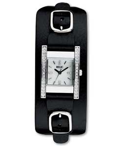 Relic Ladies Analogue Watch with Black- Pink & White Cuffs