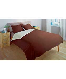 Unbranded Reversible Chocolate and Stone Double Bed Duvet Set