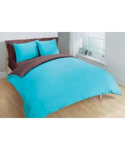 Unbranded Reversible Chocolate and Teal King Size Bed Duvet Set