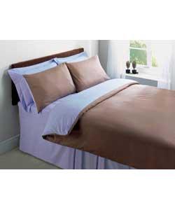 Reversible King Size Duvet Cover Set - Mocha/Blue