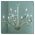 Italian Polished nickel semi-flush fitting with lead crystal candle pans