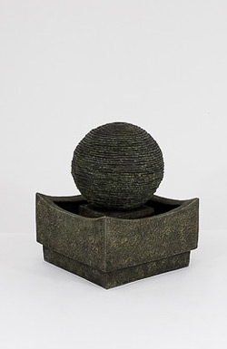 Ribbed Sphere in Stone Trough Water Feature