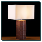 Ridged Squares Box Table Lamp in a brown finish