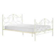 This 4 6 cream metal double bedstead has metal framed sprung slats and vertical rails for combined e