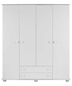 Size (H)190.3, (W)157.8, (D)49cm. White finish with white painted wooden handles.Curved edging on to
