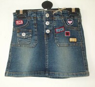 Fox Jeans stretch dirt washed denim skirt with rock n roll and love badges