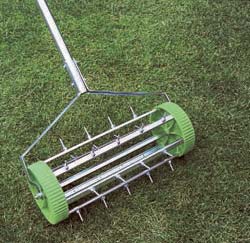 Breathe new life into your lawn with this easyrolling Lawn Aerator. Deep metal spikes aerate the