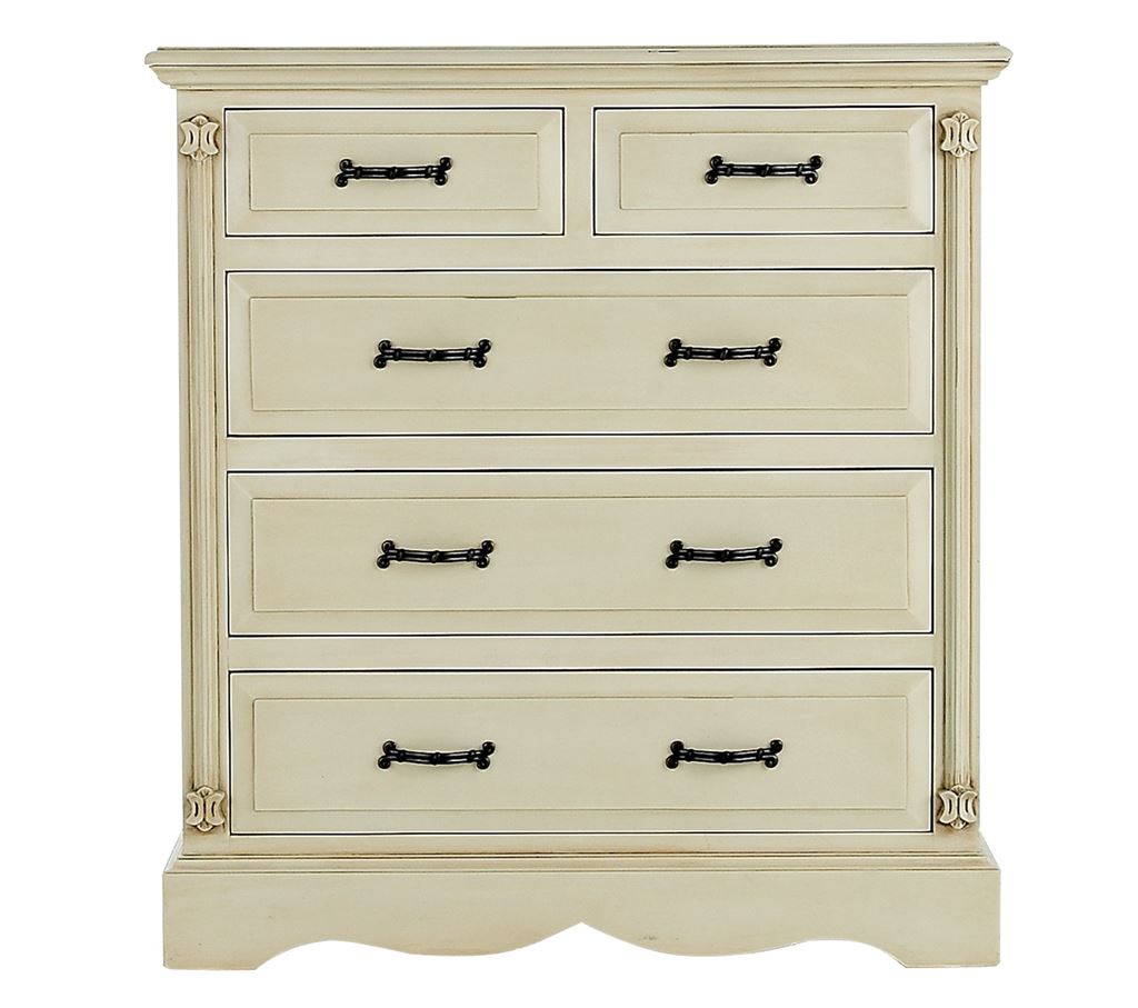 Unbranded Romantic petite ivory style 5 drawer chest