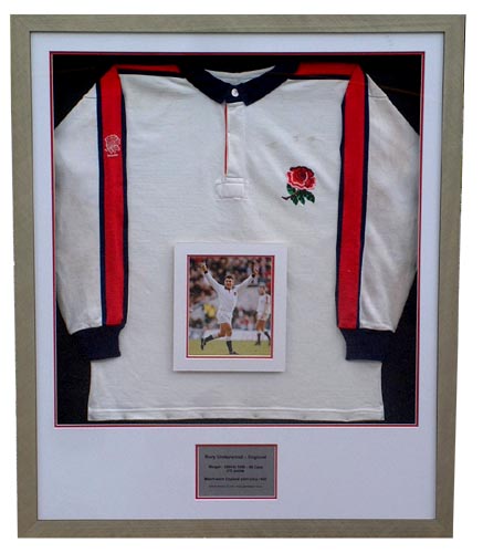 Unbranded Rory Underwood and#8211; 1992 Match worn England shirt - Framed