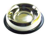 Stainless Steel bowl with a non-slip rubber rim to the base