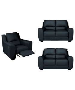 Unbranded Rossano 2 Regular Sofas and a Recliner Chair - Black