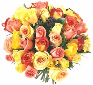 Round bouquet gold 35 roses