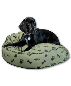 Round Khaki Bone Print Bean Bed