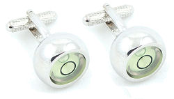 This fun pair of spirit levels set into silver coloured cufflinks is sure to start a conversation or