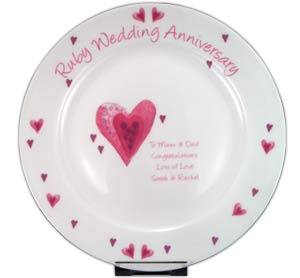 Unbranded Ruby Wedding Anniversary Plate