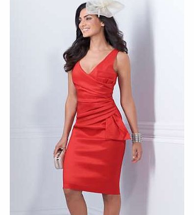 Artful asymmetrical draping sculpts the silhouette of this feminine bow-detailed dress with a modern finish. A glamorous dress that really stands out from the crowd. Dress Features: Fitted style Sleeveless Large vertical bow V-neck to front and back 