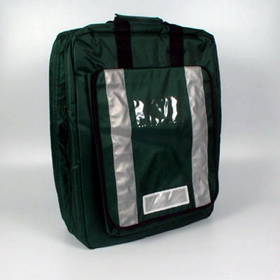 This empty rucksack can hold a variety of first aid products.  This bag has a pocket on the front  2