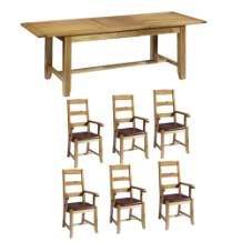 Rustic Oak Extending Table and Six Carver Chairs