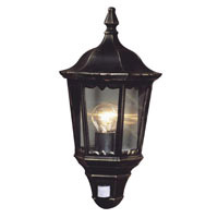 (H) 495 x (W) 255 x (D) 140mm, 3 Sided Cast Half Wall Lantern with clear glass, With PIR Movement