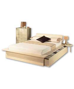 Sacramento Maple Double Bed with Storage - Sprung Mattress