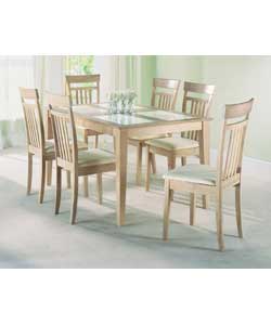 Salerno Limed Wash Solid Wood/Glass Table and 4 Chairs