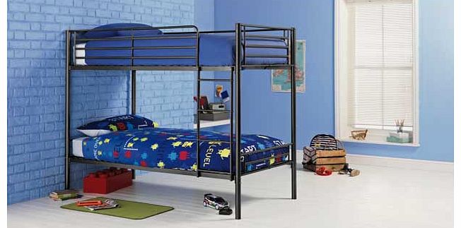 This Samuel shorty black bunk with Elliott mattress is a great option when you are trying to maximise space in a bedroom. These metal bunk beds are perfect when you have two young children sharing a bedroom. or if your child loves having sleepovers. 
