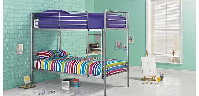 This Samuel shorty bunk bed frame in silver is a great option when you are trying to maximise space in a bedroom. This modern set of metal bunk beds is perfect when you have two young children sharing a bedroom