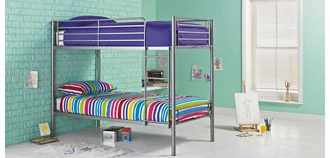 This Samuel shorty silver bunk with Bibby mattress is a great option when you are trying to maximise space in a bedroom. This modern set of metal bunk beds is perfect when you have two young children sharing a bedroom. or if your child loves having s