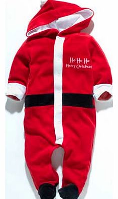 Dress your baby up in this gorgeous Santa Claus all in one. This is the perfect outfit for your child this Christmas. dress him up in this sumptuous red Santa outfit. complete with a Santa hat hood. he will look festive and handsome! For 3-6 months. 