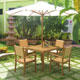 A solid square FSC Eucalyptus wood table with four mixed poly rattan and wood chairs. Save 10% on th