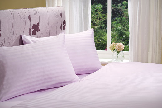 Unbranded Sateen Stripe Duvet Cover - Lilac - Lilac