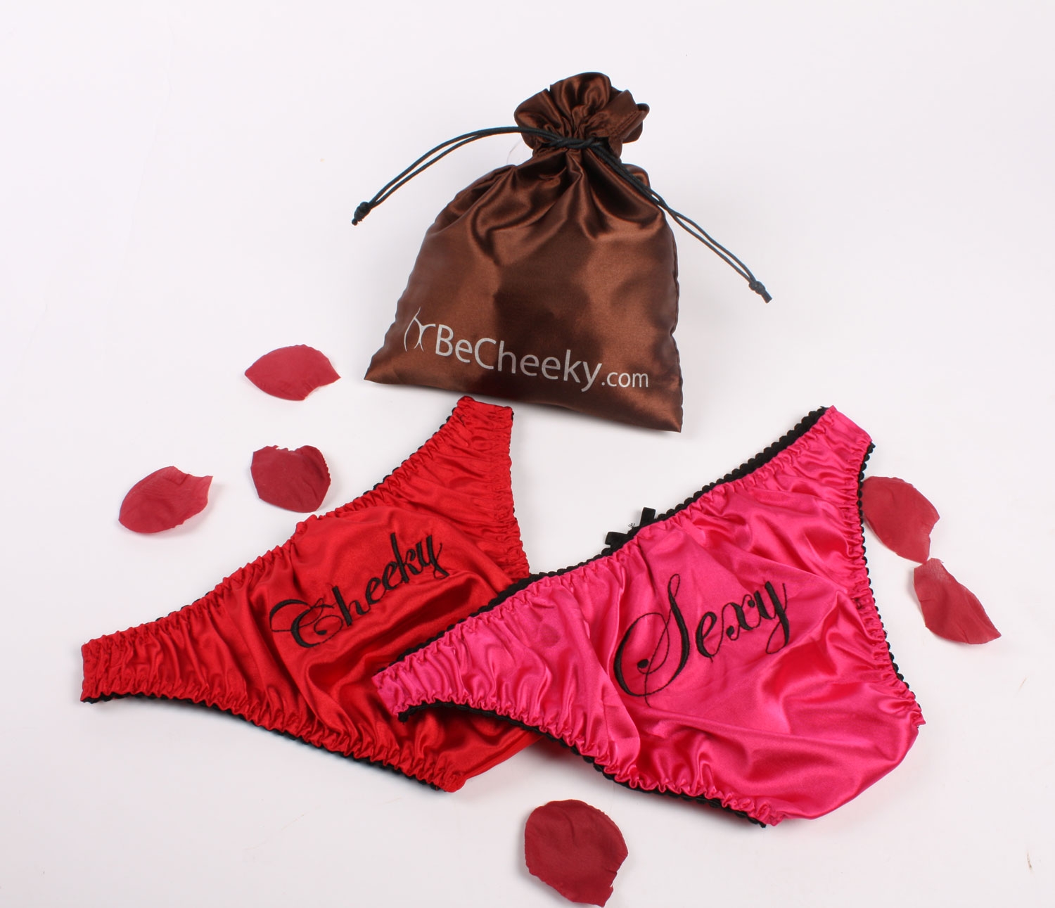 The perfect gift for any time of the year by Playful Promises!      A flame red satin knicker, trimm