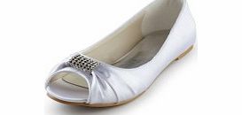 Unbranded Satin Flat Heel Flats Womens Shoes White