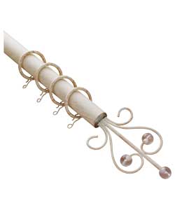 Unbranded Satin Ivory Effect Extendable Metal Curtain Pole Set