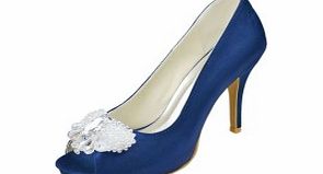 Unbranded Satin Stiletto Heel Platform Pumps Royal Blue
