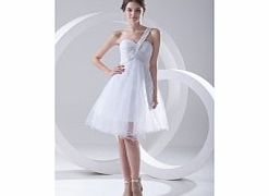 Unbranded Satin Tulle Knee-length One Shoulder