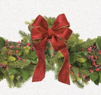 Swags of traditional Christmas greenery that will never wilt!