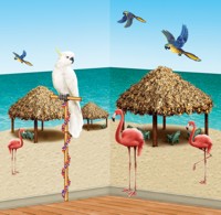 Unbranded Scene Setter - Tiki Huts And Tropical Bird Props