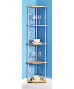 Scroll Beech/Silver 5 Tier Corner Unit
