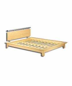 Frame only. Beech effect bed with beech and silver